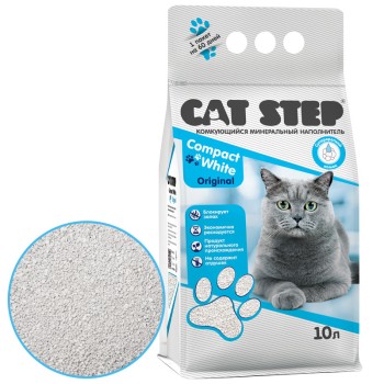 Cat Step Compact White Original наполнитель минеральный комкующийся - 10 л