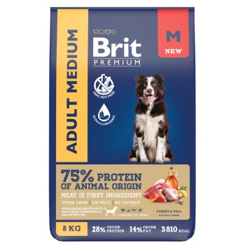 Brit Premium Dog Adult Medium сухой корм для взрослых собак средних пород (10-25 кг),...