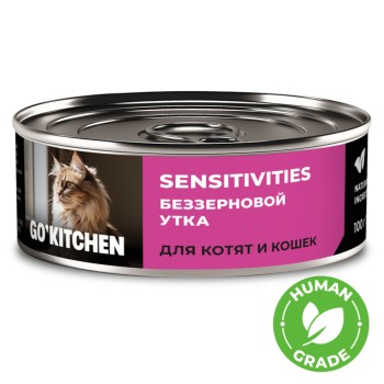 Go' Kitchen влажный корм для котят и кошек с чувствительным пищеварением, с уткой -...