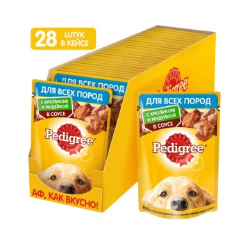 Pedigree влажный корм для взрослых собак с кроликом и индейкой, в паучах - 85...