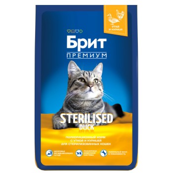Brit Premium Cat Sterilised сухой корм для взрослых стерилизованных кошек с уткой и курицей...