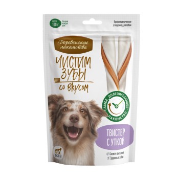 Деревенские лакомства Чистим зубы твистер для собак с уткой - 100 г