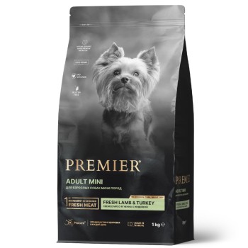 Premier Dog Lamb & Turkey Adult Mini сухой корм для собак мелких пород, свежее...
