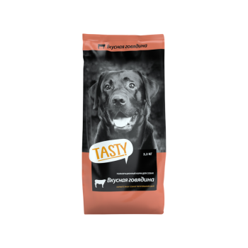 Tasty сухой корм для взрослых собак всех пород с говядиной - 2,2 кг