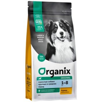 Organix сухой корм для взрослых собак средних и крупных пород, с курицей, фруктами и...