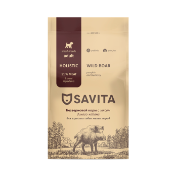 Savita Grain Free Adult Mini Wild Boar сухой беззерновой корм для взрослых собак малых...