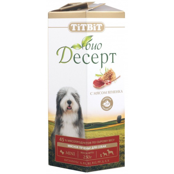 TiTBiT лакомство для собак печенье с мясом ягненка мини - 250 г