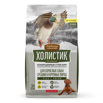Деревенские лакомства Холистик Премьер сухой корм для взрослых собак средних и крупных пород с...