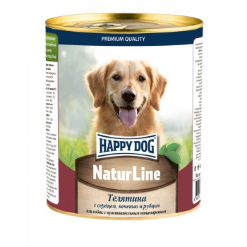 Happy Dog Natur Line консервы для взрослых собак с чувствительным пищеварением с телятиной, сердцем,...