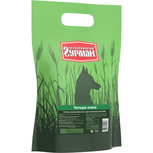 Четвероногий гурман каша для собак 4 злака - 1 кг