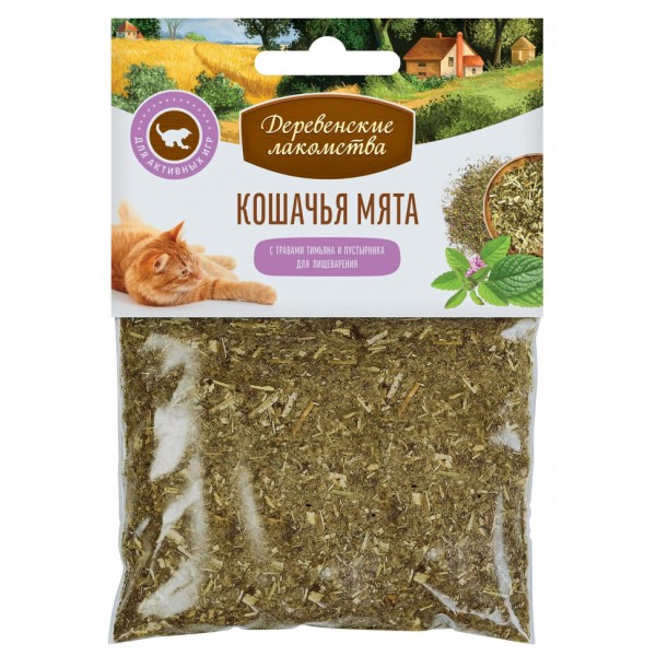 Деревенские лакомства кошачья мята с тимьяном и пустырником - 15 г