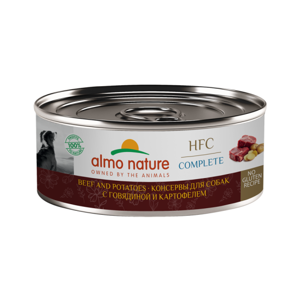Almo Nature HFC Complete Beef and Potatoes влажный корм для собак и щенков с 3-х месяцев с говядиной и картофелем, в консервах - 100 г х 12 шт