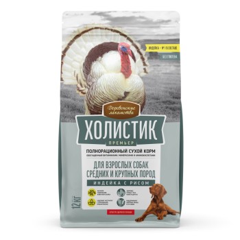 Деревенские лакомства Холистик Премьер сухой корм для взрослых собак средних и крупных пород с...