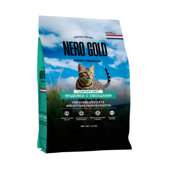 Nero Gold Super Premium сухой корм для стерилизованных кошек и котят с мясом индейки...