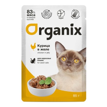 Organix паучи для взрослых кошек, с курицей, в желе - 85 г х 24...