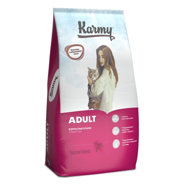 Karmy Adult сухой корм для взрослых кошек с телятиной - 10 кг