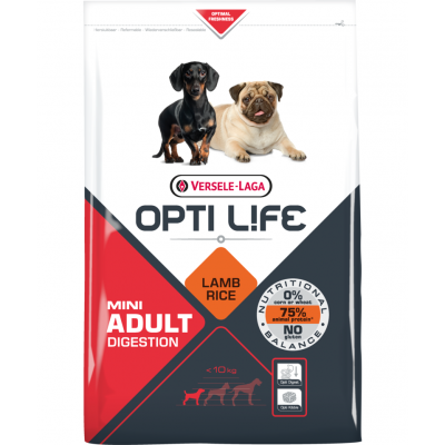 Корм для собак малых пород с чувствительным пищеварением с ягненком и рисом Opti Life Opti Life Adult Digestion Mini 7,5 кг
