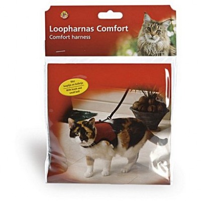 Шлейка для кошек с поводком и колокольчиком Beeztees Comfort harness красная
