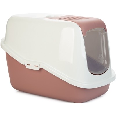 Туалет-домик для кошек, 56 * 39 * 39 см Beeztees Nestor бело-розовый