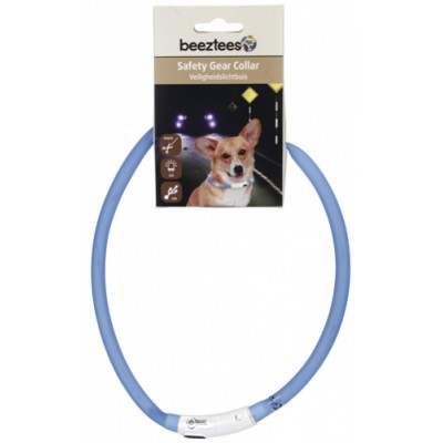 Ошейник для собак силиконовый светящийся с USB, 70 см * 10 мм Beeztees Safety Gear Collar Blue голубой