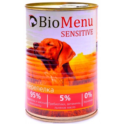 Консервы для аллергичных собак BioMenu Перепелка 410 г
