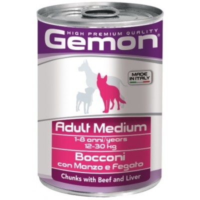 Консервы для собак средних пород с кусочками говядины и печенью Gemon Dog Medium 415 г