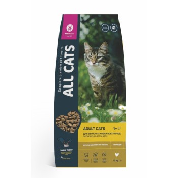 ALL CATS сухой корм для взрослых кошек с курицей - 13 кг