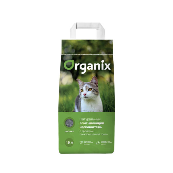 Organix наполнитель впитывающий минеральный для кошачьего туалета, с ароматом свежескошенной травы - 16 л