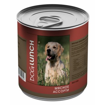 Dog Lunch влажный корм для взрослых собак Мясное ассорти в желе, в консервах -...