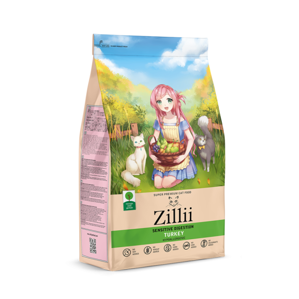 Zillii Sensitive Digestion Cat сухой корм для взрослых кошек с чувствительным пищеварением с индейкой - 2 кг
