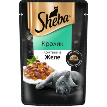 Sheba влажный корм для кошек ломтики с кроликом, в желе, в паучах - 75...