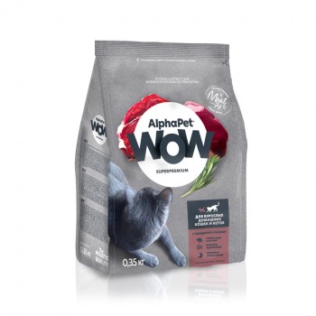 AlphaPet WOW Superpremium сухой полнорационный корм для взрослых домашних кошек и котов c говядиной...