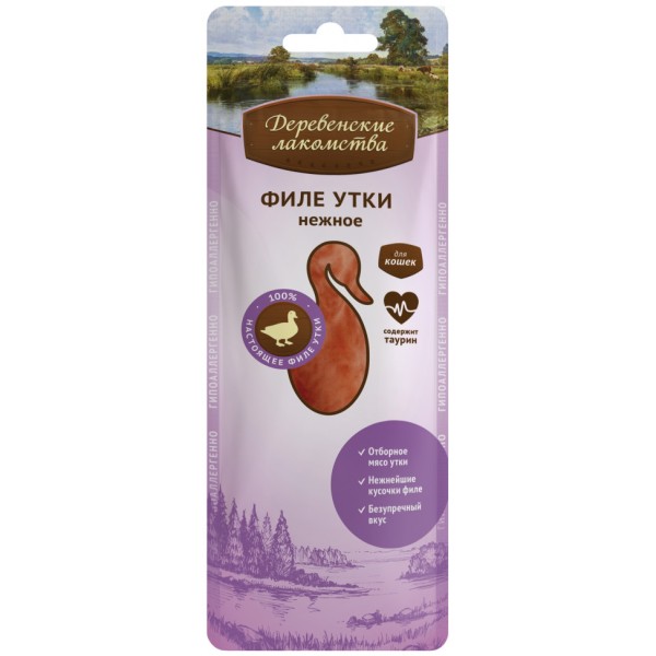 Деревенские лакомства для кошек "Филе утки нежное" - 10 г