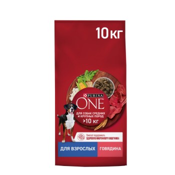Purina ONE сухой корм для взрослых собак средних и крупных пород с говядиной и...