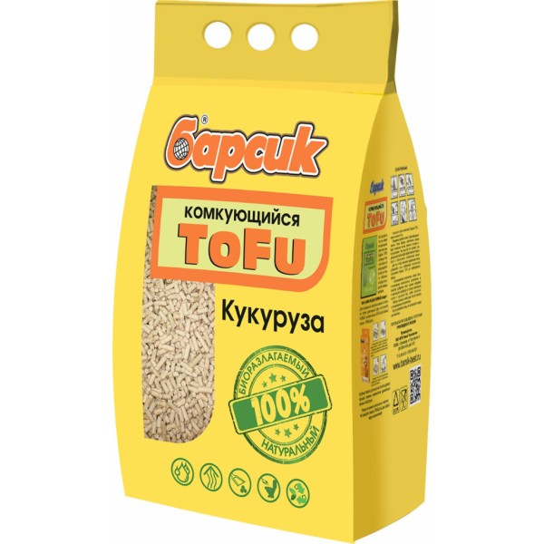 Барсик ToFu наполнитель комкующийся кукурузный - 4,54 л