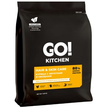 Go' Kitchen SKIN+COAT Care сухой корм для котят и кошек, с курицей - 7,26...