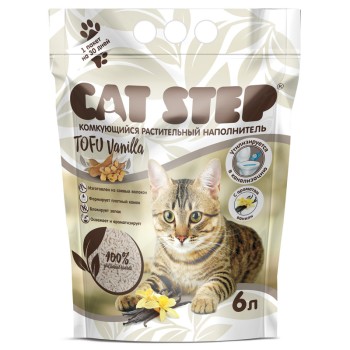 Cat Step Tofu Vanilla наполнитель растительный комкующийся с ароматом ванили - 6 л