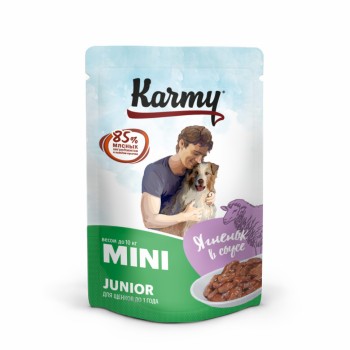 Karmy Mini Junior влажный корм для щенков мелких пород, ягненок в соусе, в паучах...
