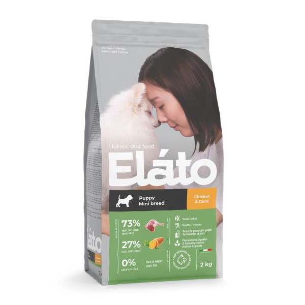 Elato Holistic сухой корм для щенков мелких пород, с курицей и уткой - 2 кг