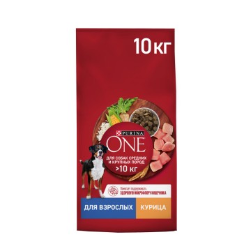 Purina ONE сухой корм для взрослых собак средних и крупных пород с курицей и...