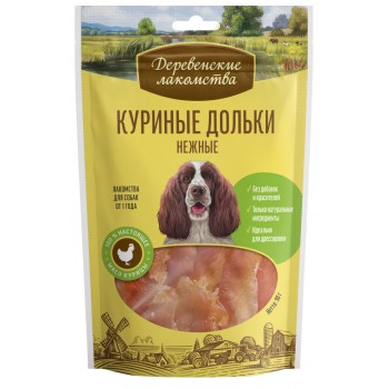 Деревенские лакомства 100 % Мяса Куриные дольки нежные для собак - 90 г