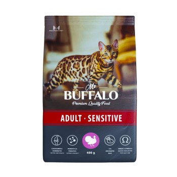 Mr.Buffalo Adult Sensitive полнорационный сухой корм для взрослых котов и кошек с чувствительным пищеварением,...