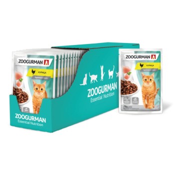 Зоогурман влажный корм для взрослых кошек всех пород, с курицей в паучах - 85...