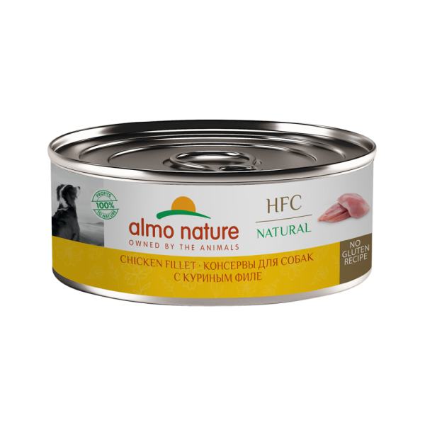 Almo Nature HFC Natural Chicken Fillet влажный корм для взрослых собак и щенков с 3-х месяцев, с куриным филе, в консервах - 100 г х 12 шт