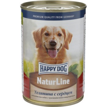 Happy Dog Natur Line влажный корм для взрослых собак с телятиной и сердцем -...