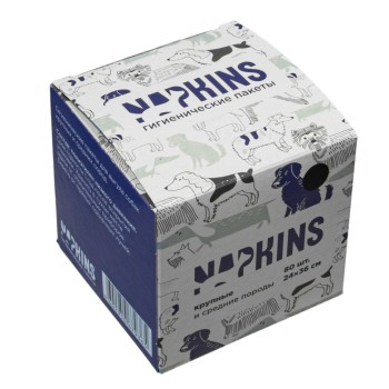 NAPKINS пакеты гигиенические для выгула собак средних и крупных пород, черный, 24 см x...
