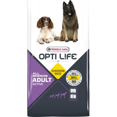 Корм для взрослых собак с повышенной активностью с курицей и рисом Opti Life Opti Life Adult Active All Breeds 12,5 кг