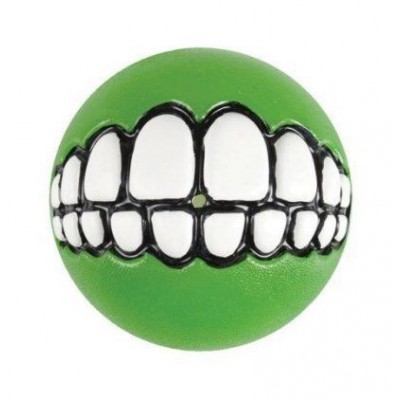 Игрушка мяч с принтом зубы и отверстием для лакомств, средний Rogz Grinz лайм