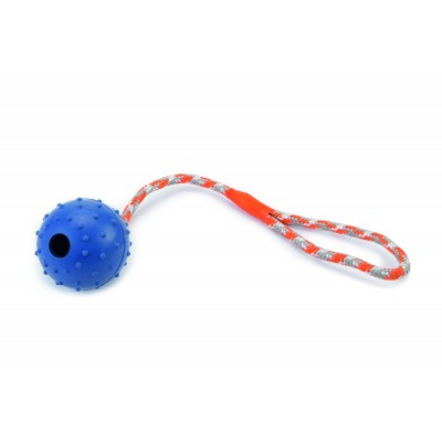 Игрушка для собак на верёвке, литая резиновая Beeztees Мячик с колокольчиком 30 см