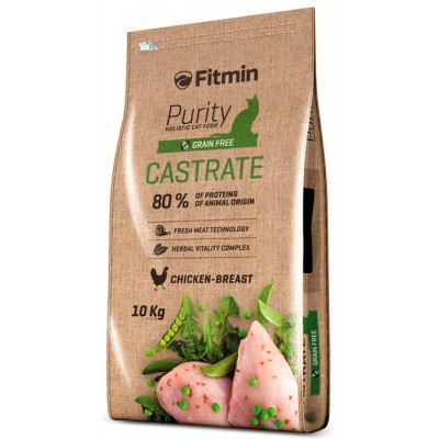 Безерновой корм для стерилизованных кошек с курицей Fitmin Purity Castrate 10 кг